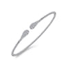 14K White Gold Bujukan Bead Cuff Bracelet with Diamond Pave Teardrops - 0.3 ct