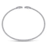 14K White Gold Bujukan Bead Cuff Bracelet with Diamond Pave Teardrops - 0.3 ct
