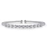 14K White Gold Bujukan Bead Cuff Bracelet with Diamond Stations - 0.33 ct