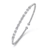14K White Gold Bujukan Bead Cuff Bracelet with Diamond Stations - 0.33 ct