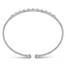 14K White Gold Bujukan Bead Cuff Bracelet with Diamond Stations - 0.33 ct