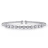 14K White Gold Bujukan Bead Cuff Bracelet with Diamond Stations - 0.33 ct