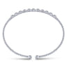 14K White Gold Bujukan Bead Cuff Bracelet with Diamond Stations - 0.33 ct