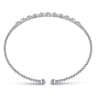 14K White Gold Bujukan Bead Cuff Bracelet with Diamond Stations - 0.33 ct