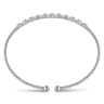 14K White Gold Bujukan Bead Cuff Bracelet with Diamond Stations - 0.33 ct