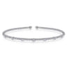 14K White Gold Bujukan Bead Cuff Bracelet with Diamond Stations - 0.21 ct