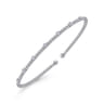 14K White Gold Bujukan Bead Cuff Bracelet with Diamond Stations - 0.21 ct