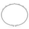 14K White Gold Bujukan Bead Cuff Bracelet with Diamond Stations - 0.21 ct