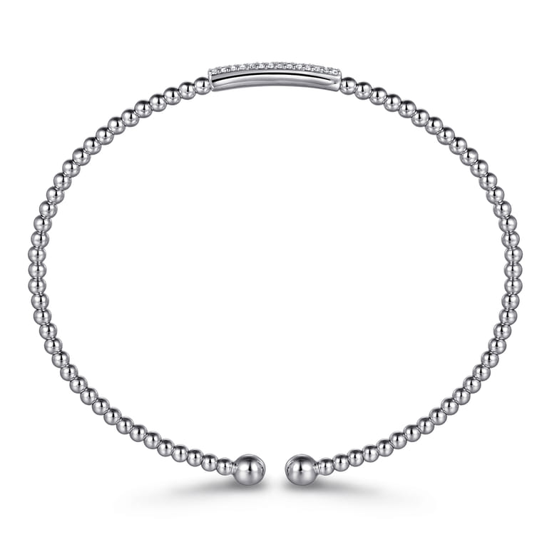 14K White Gold Bujukan Bead Cuff Bracelet with Diamonds - 0.14 ct - Shot 3