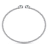 14K White Gold Bujukan Bead Cuff Bracelet with Emerald and Diamond Halo Caps - 0.16 ct