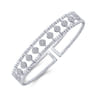 14K White Gold Bujukan Bead Cuff Bracelet with Pave Diamond Connectors - 0.75 ct