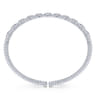 14K White Gold Bujukan Bead Cuff Bracelet with Pave Diamond Connectors - 0.75 ct