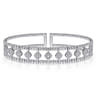 14K White Gold Bujukan Bead Cuff Bracelet with Pave Diamond Connectors - 0.7 ct