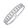 14K White Gold Bujukan Bead Cuff Bracelet with Pave Diamond Connectors - 0.7 ct