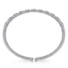 14K White Gold Bujukan Bead Cuff Bracelet with Pave Diamond Connectors - 0.7 ct