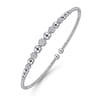 14K White Gold Bujukan Bead Cuff Bracelet with Pave Diamond Stations - 0.35 ct