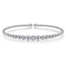14K White Gold Bujukan Bead Cuff Bracelet with Pave Diamond Stations - 0.35 ct