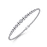 14K White Gold Bujukan Bead Cuff Bracelet with Pave Diamond Stations - 0.35 ct