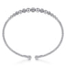 14K White Gold Bujukan Bead Cuff Bracelet with Pave Diamond Stations - 0.35 ct