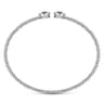 14K White Gold Bujukan Bead Cuff Bracelet with Ruby and Diamond Halo Caps - 0.16 ct