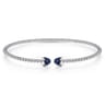 14K White Gold Bujukan Bead Cuff Bracelet with Sapphire Pave Caps
