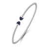 14K White Gold Bujukan Bead Cuff Bracelet with Sapphire Pave Caps