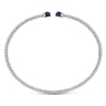 14K White Gold Bujukan Bead Cuff Bracelet with Sapphire Pave Caps