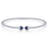 14K White Gold Bujukan Bead Cuff Bracelet with Sapphire Pave Caps