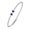 14K White Gold Bujukan Bead Cuff Bracelet with Sapphire Pave Caps