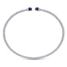 14K White Gold Bujukan Bead Cuff Bracelet with Sapphire Pave Caps