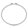 14K White Gold Bujukan Bead Cuff Bracelet with Sapphire and Diamond Halo Caps - 0.16 ct