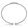 14K White Gold Bujukan Bead Cuff Bracelet with Three Pave Diamond Stations - 0.32 ct