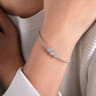14K White Gold Bujukan Bead Cuff Bracelet with Three Pave Diamond Stations - 0.32 ct