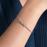 14K White Gold Bujukan Bead Cuff Bracelet with Three Quatrefoil Diamond Stations - 0.6 ct