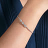 14K White Gold Bujukan Bead Cuff Bracelet with Three Quatrefoil Diamond Stations - 0.6 ct