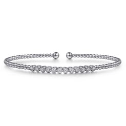 14K White Gold Bujukan Bead Diamond Bangle