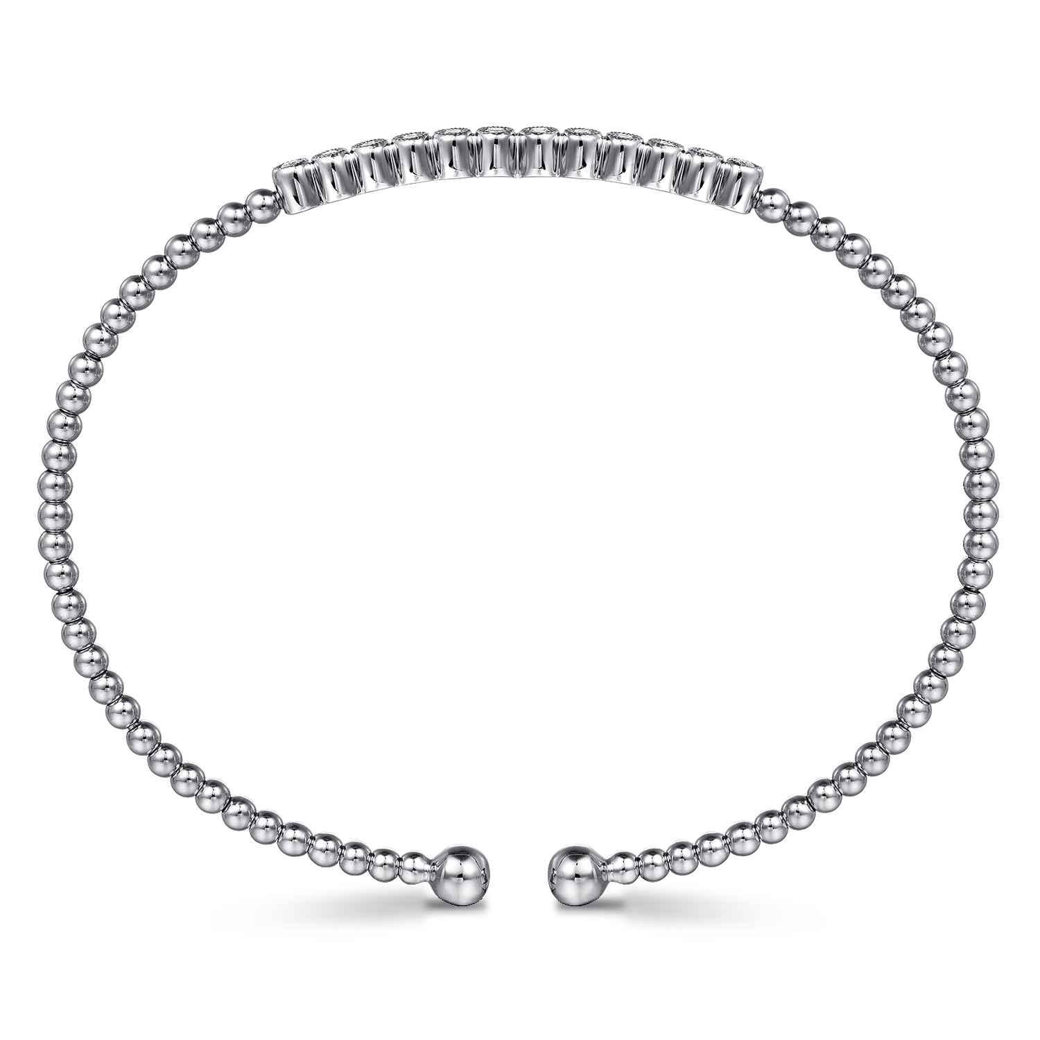 14K White Gold Bujukan Bead Diamond Bangle - 0.14 ct - Shot 3