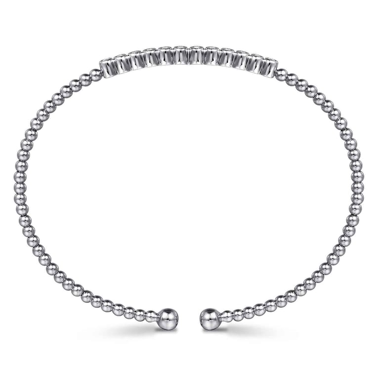 14K White Gold Bujukan Bead Diamond Bangle - 0.14 ct - Shot 3