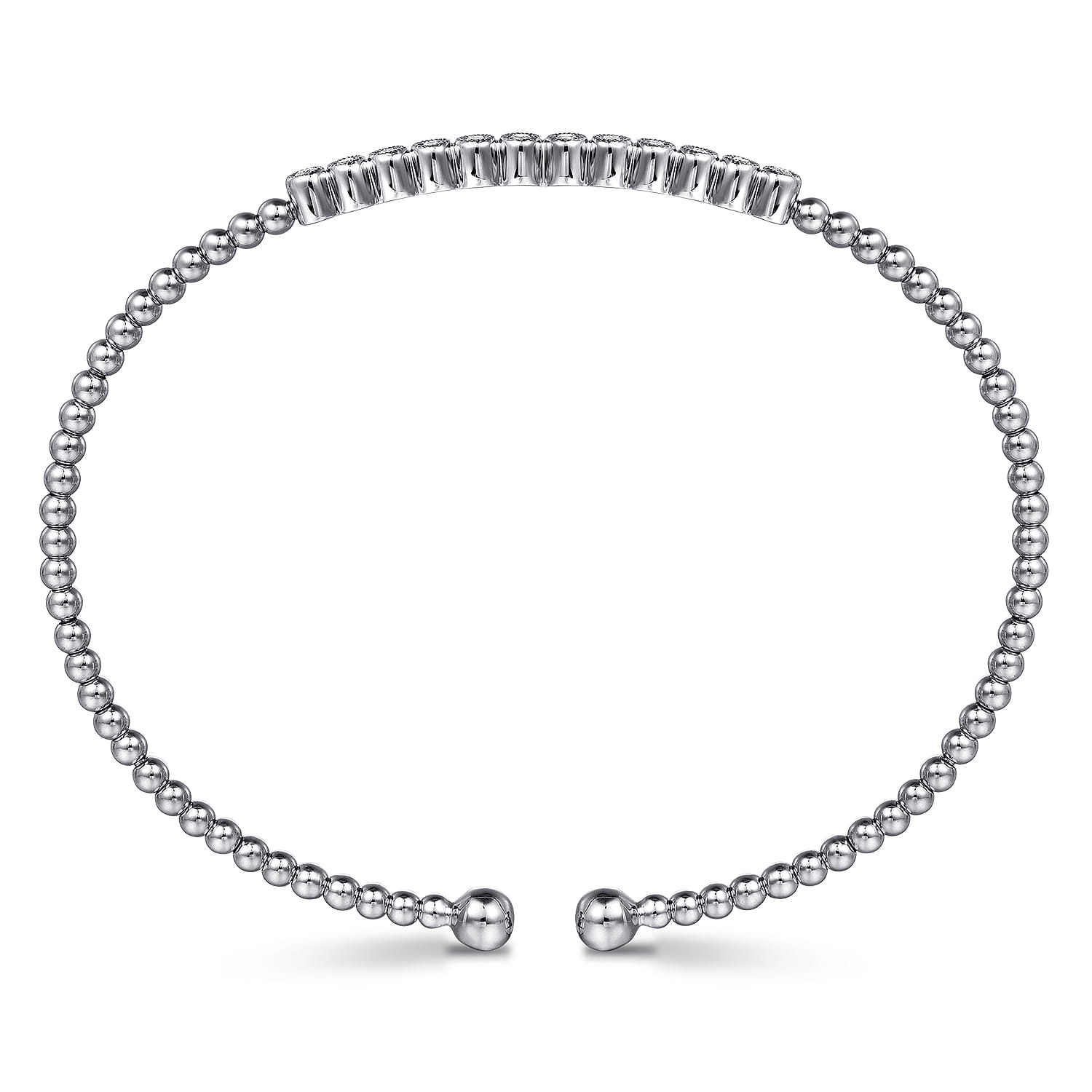 14K White Gold Bujukan Bead Diamond Bangle - 0.15 ct - Shot 3
