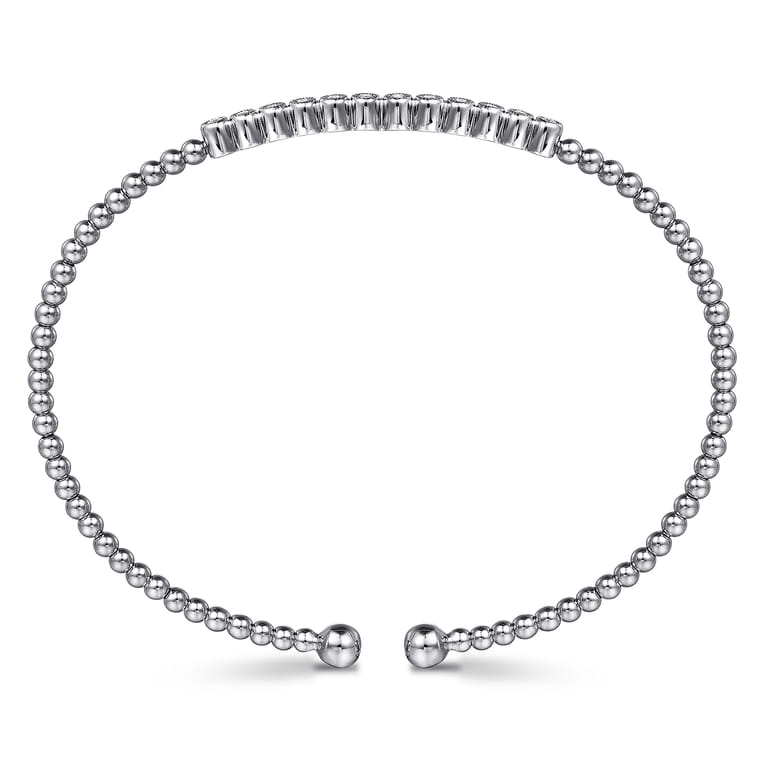 14K White Gold Bujukan Bead Diamond Bangle - 0.15 ct - Shot 3
