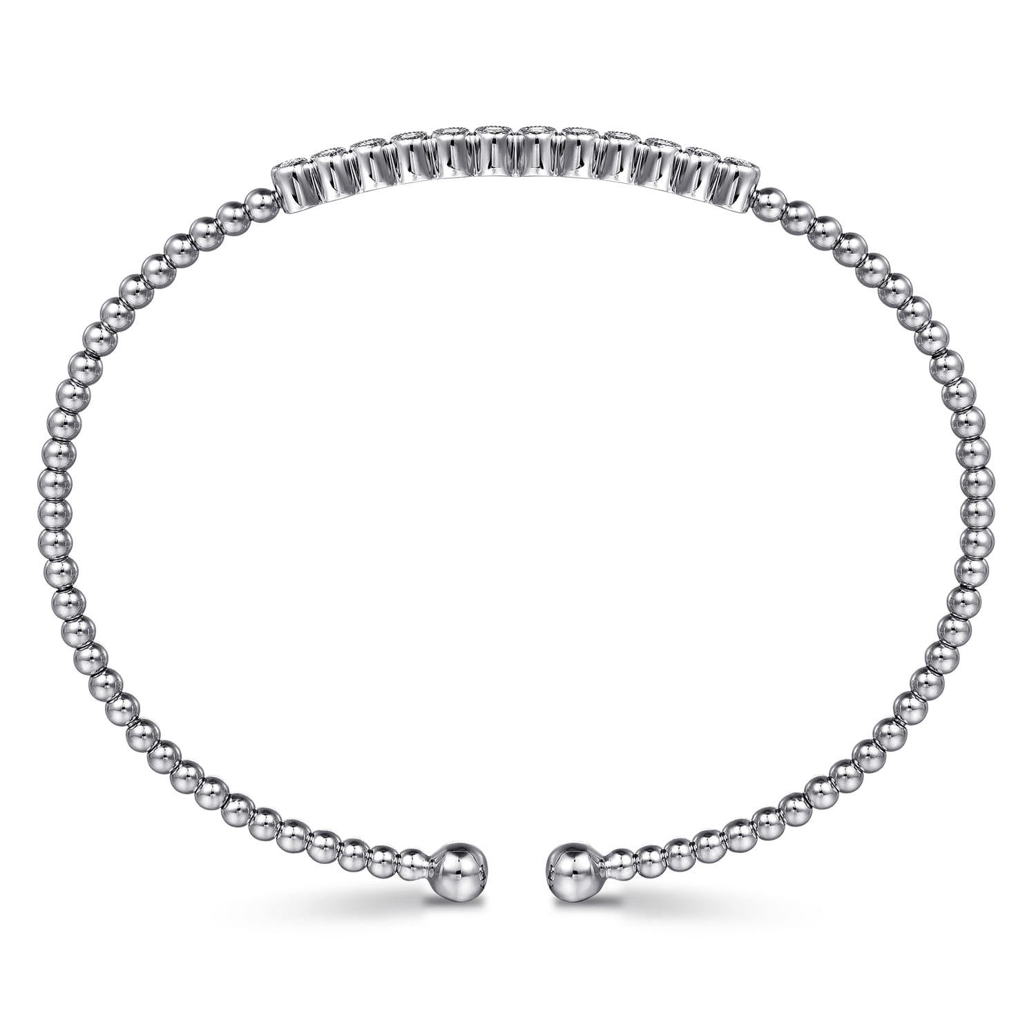 14K White Gold Bujukan Bead Diamond Bangle - 0.14 ct - Shot 3