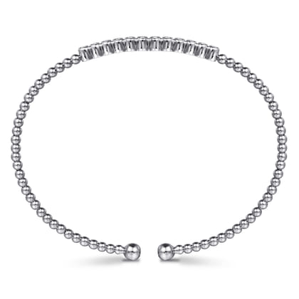 14K White Gold Bujukan Bead Diamond Bangle