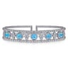 14K White Gold Bujukan Bead Diamond and Blue Topaz Cuff Bracelet - 0.57 ct
