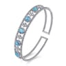 14K White Gold Bujukan Bead Diamond and Blue Topaz Cuff Bracelet - 0.57 ct