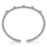 14K White Gold Bujukan Bead Diamond and Blue Topaz Cuff Bracelet - 0.57 ct
