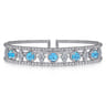 14K White Gold Bujukan Bead Diamond and Blue Topaz Cuff Bracelet - 0.57 ct