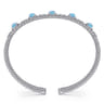 14K White Gold Bujukan Bead Diamond and Blue Topaz Cuff Bracelet - 0.57 ct