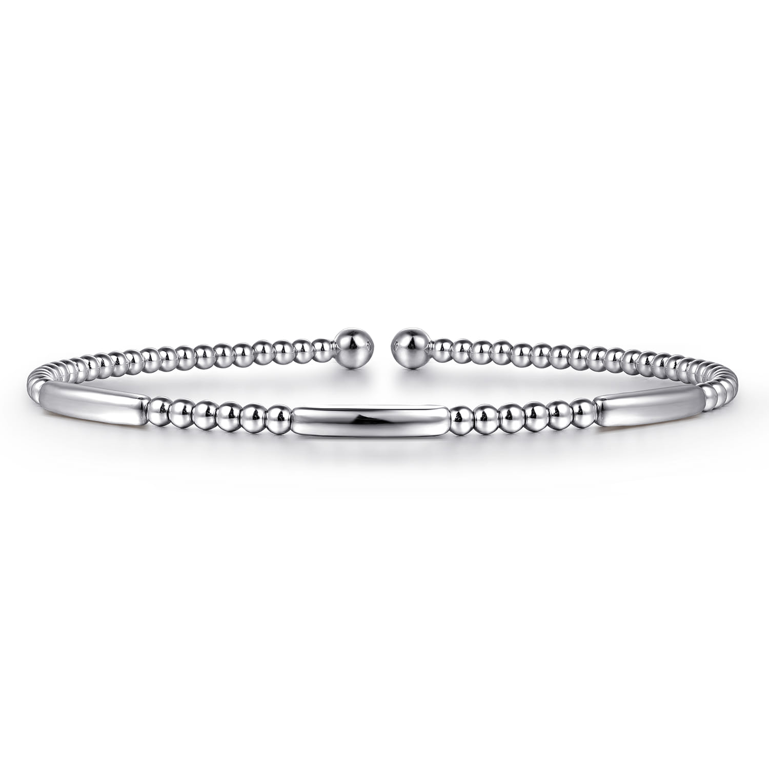 14K White Gold Bujukan Bead Open Bangle - Shot 1