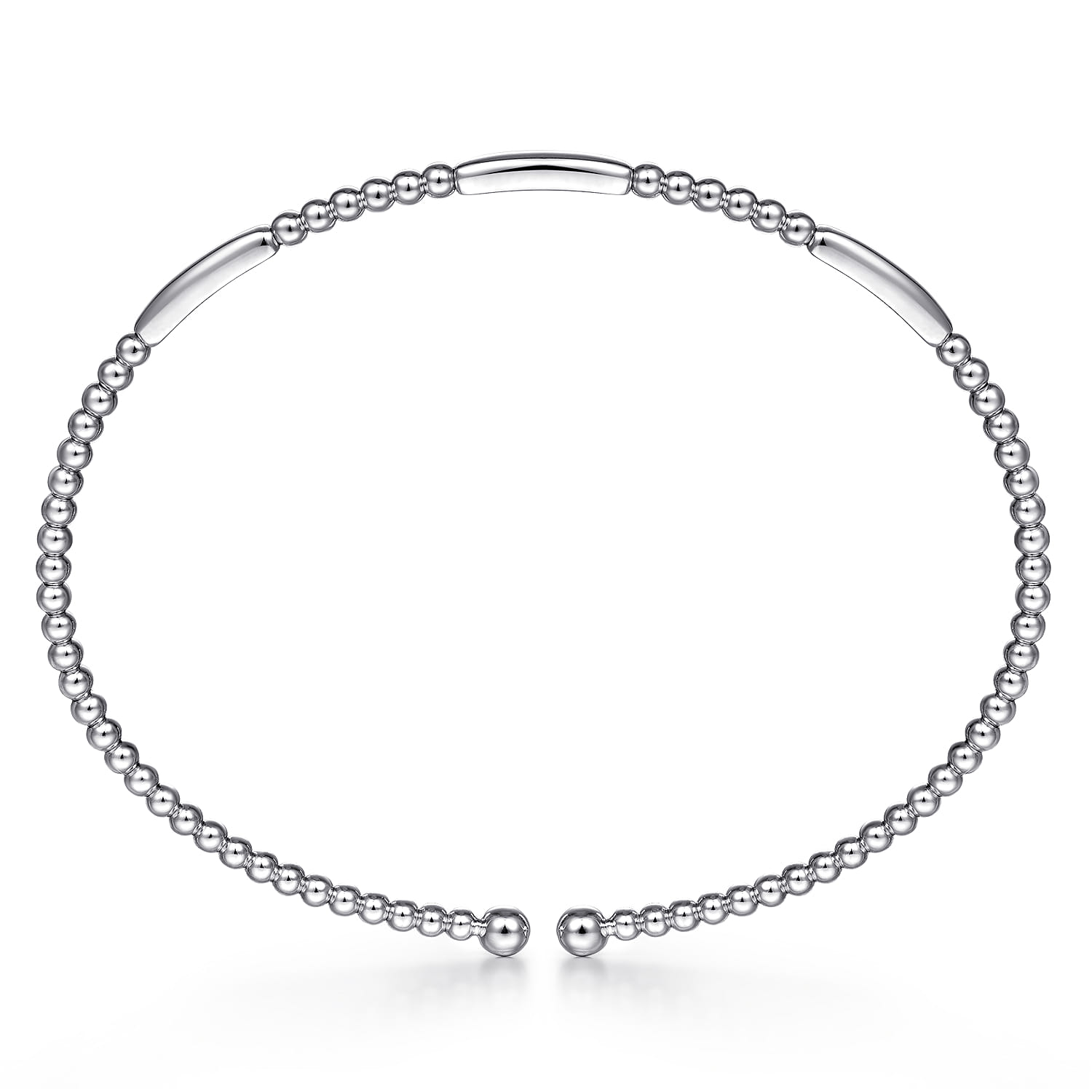 14K White Gold Bujukan Bead Open Bangle - Shot 3