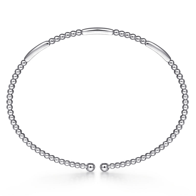 14K White Gold Bujukan Bead Open Bangle - Shot 3